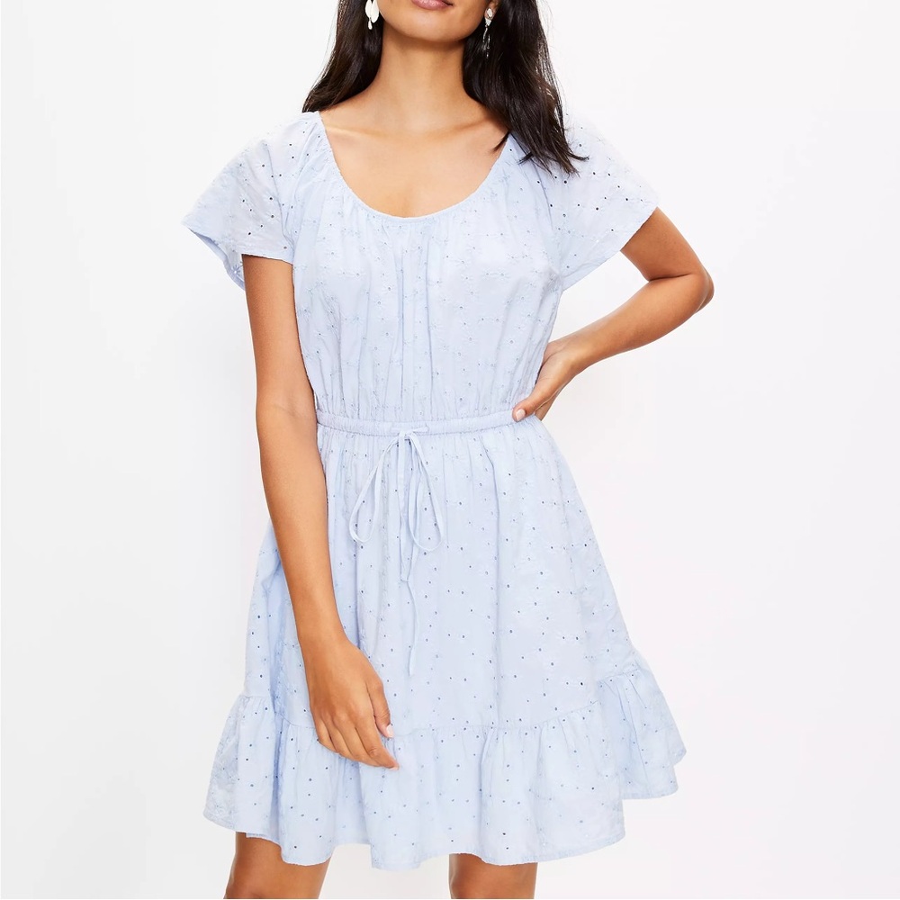 LOFT Beach Eyelet Tiered Flounce Dress